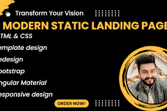 create modern static landing page design