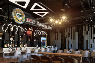 design restaurant, cafe, gym, store interior with realistic render