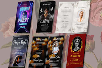 design unique event, obituary, funeral flyers very fast