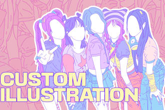 draw a cute pastel illustration to make stickers, shirts, coloring book, etc