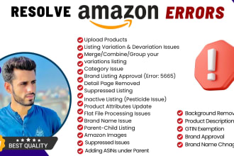 fix amazon product listing errors and listing variation issues, amazon va