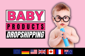 create baby shopify store, dropshipping baby clothing kids toys website