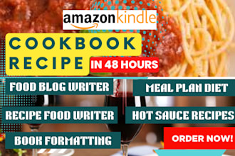 write healthy recipes, cookbook design, meal plan, cookbook and food blog