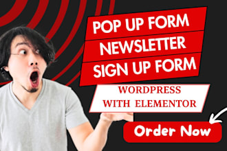 set up custom wordpress newsletter, elementor pop up, sign up or contact form