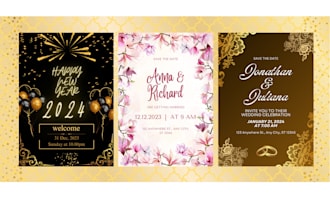 design invitation cards or greeting, wedding, birthday cards and more