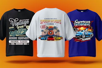 create vintage car t shirt and sports t shirt design