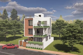 do exterior house design and rendering with sketchup and enscape