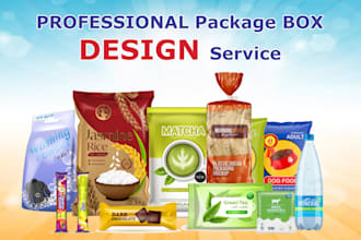 design a creative food product packaging, pouch, box design