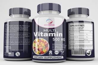 create supplement label design and product packaging design