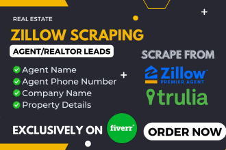 scrape zillow agents,realtor leads in 24 hours