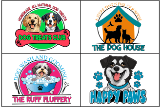 design beautiful  pet dog cat and animal cartoon logo