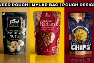 design mylar bag, pouch packaging, weed pouch and labels