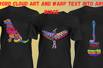 do word cloud art, word art,and warp text into any shape for pod products