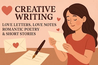 craft love letters, love notes,poems, romantic short stories,english assignments