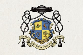 give professional logo about family crest, heraldic, coat of arms, crown