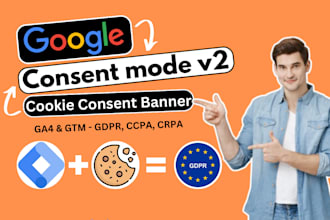 setup google consent mode v2, cookie consent banner with GTM