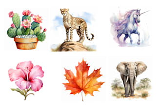 create watercolor clipart png, jpg, svg