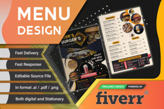 do an editable food menu design for both digital screen and print