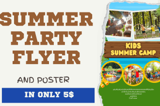 design vibrant graphics for summer party flyer and posters