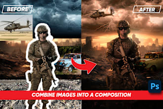 combine, merge, composite multiple photos into one