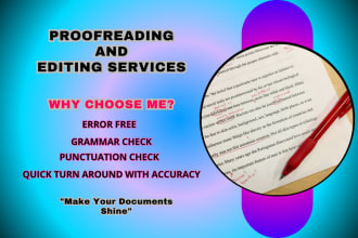 do proofreading, editing, format novels, essays, journal, and other documents