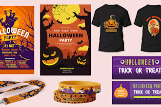 make flyers, banners, lanyards, wristbands, and t shirts for halloween