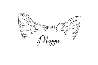 draw your any pet ear or body in line art illustration style