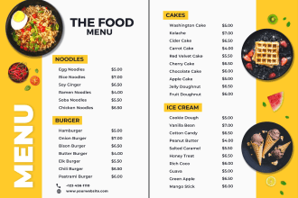design editable restaurant menu, food menu