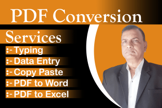 convert PDF to excel, PDF to word, retype data entry or typing job