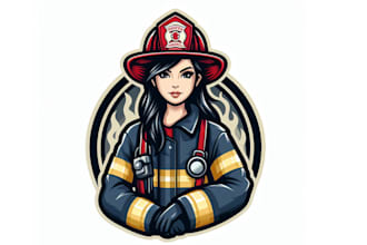 make firefighter clip art mascot logo design for you with unlimited revisions