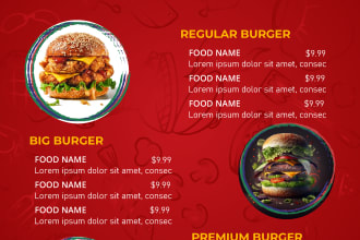 design professional food menu design and restaurant menu