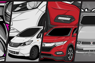 drawing awesome  vector illustration car in my style