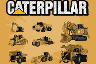 drawing awesome vector illustration trucks and heavy equipment in my style