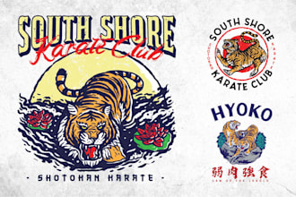 create martial arts hand drawn logo
