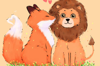 draw cute animals cartoons and pet characters with my style