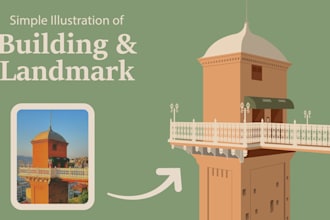 create a simple illustration of building or landmark