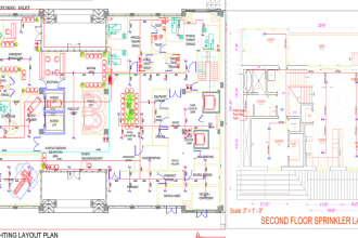 design fire detection, protection system and drafting 2d auto cad plan