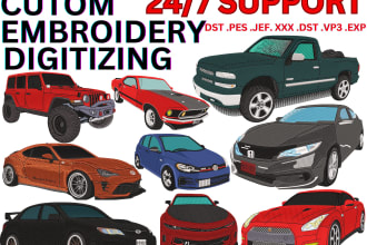 do machine embroidery digitizing into dst pes jef vp3 in 1hr