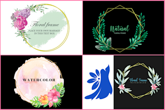 do watercolor feminine bohemian wedding floral logo for boutiques or fashion