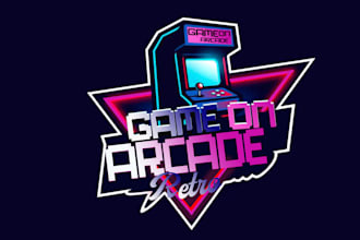 game arcade bar fun colorful retro logo