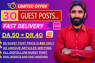 write and publish 30 high quality guest posts, dofollow guest post