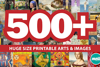 provide 500 printable famous art image bundle for your etsy , t shirt, shop