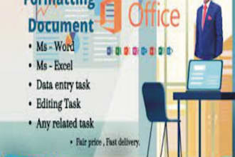format or do data entry in ms word, excel, powerpoint presen