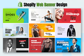 design shopify banner, header, hero image, shopify slider, and website banner