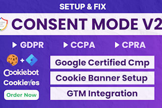 gdpr, ccpa cookie consent banner, google consent mode v2,gads ga4 via GTM