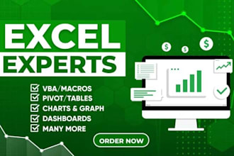 do data analysis, pivot tables, formulas and functions, data cleanup, macros,etc