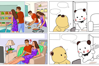 do illustrations and comics for social media and print media