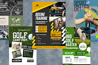 design sports flyer, hockey, football, golf, basketball
