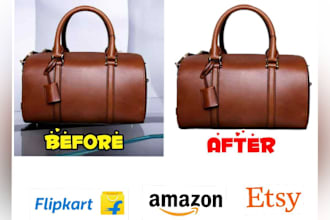 do amazon,flipkart,etsy product edit and make white transparent background