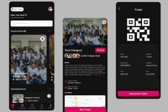 develop events booking app, ticket booking app, hotel booking app